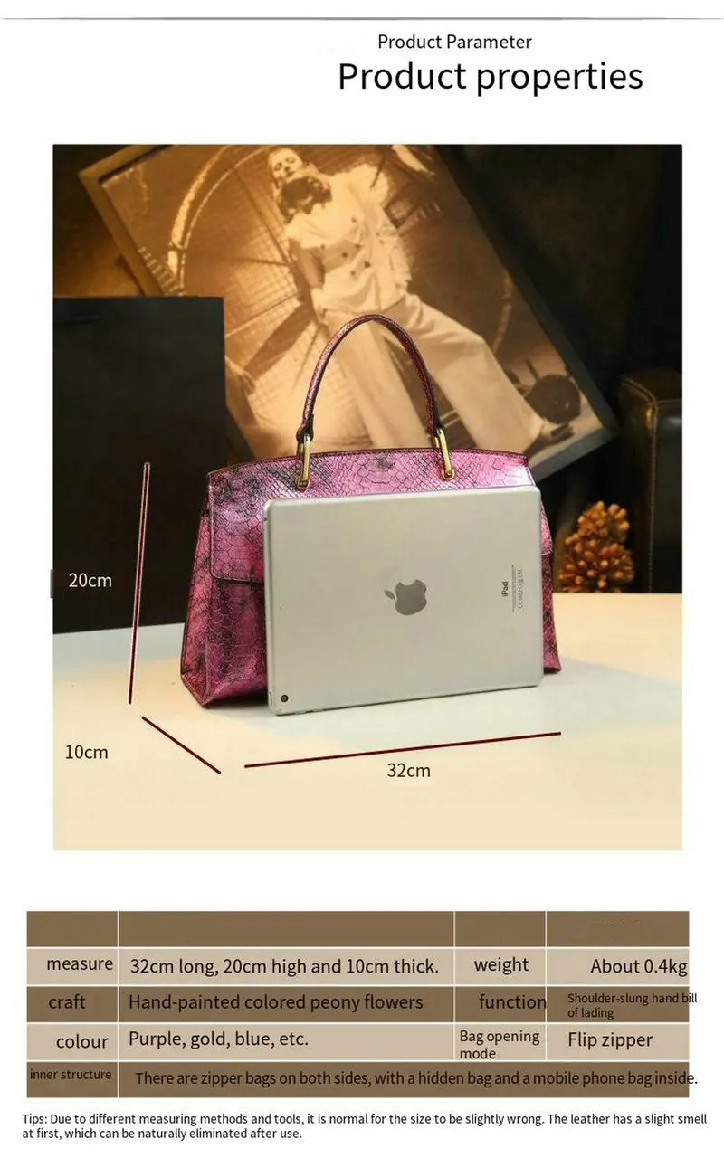 2024 Luxury Designer High Quality Pearl Fish Shell Bag Real Leather Snake Print Handbag for Women Large Capacity Fashion Trend