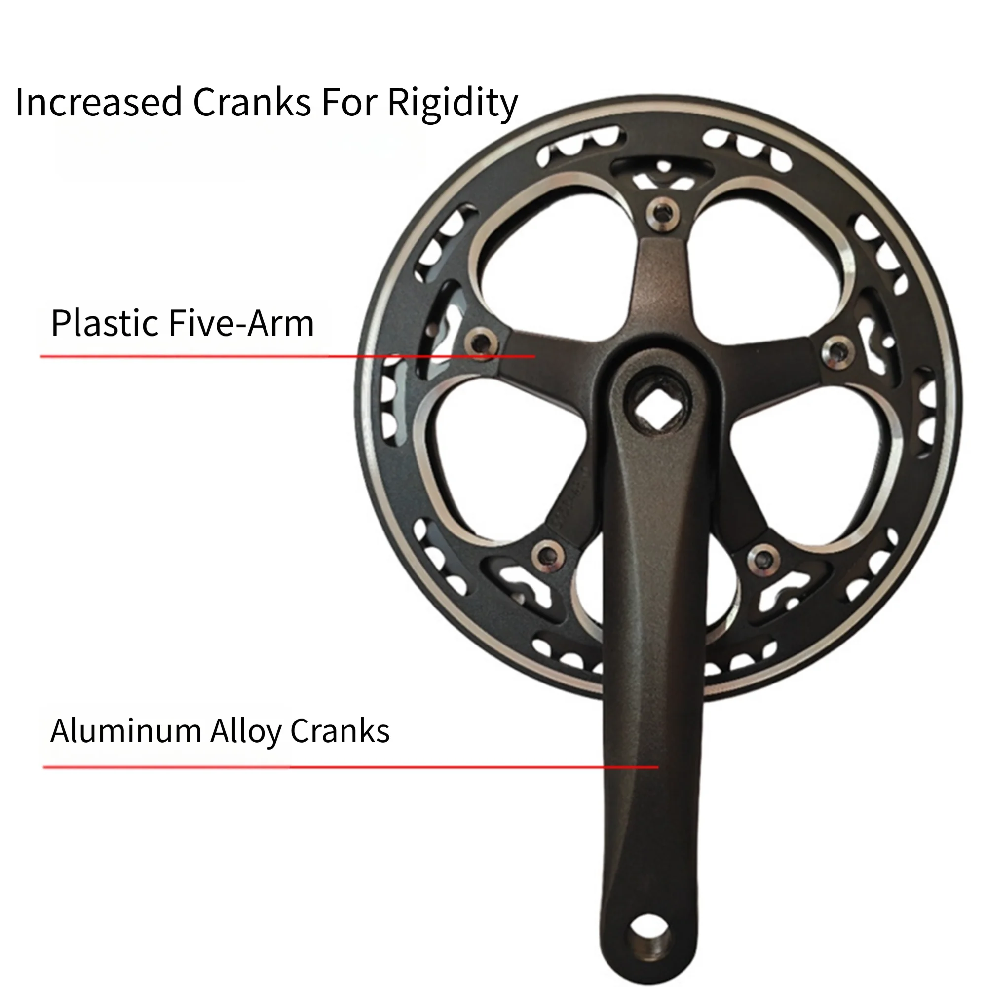 For Various Terrains Riding Black Square Hole Crankset Precision Machined Teeth Crankset Precision Machined Teeth