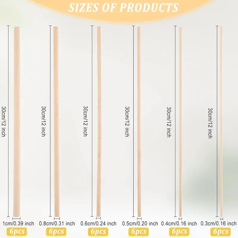OLYCRAFT 30 Stuks Houten Stokken 20 cm x 7 mm - Onafgewerkte Stroken 3 mm Dik - Ronde Pluggen Strips Deuvelstaaf Natuurlijk Hout - Modelaccessoires