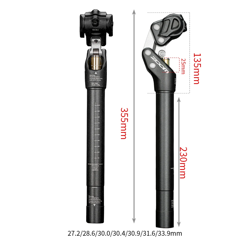 ZOOM 4バーリンクサスペンションシートポスト 27.2/30.9/31.6mm 350mm