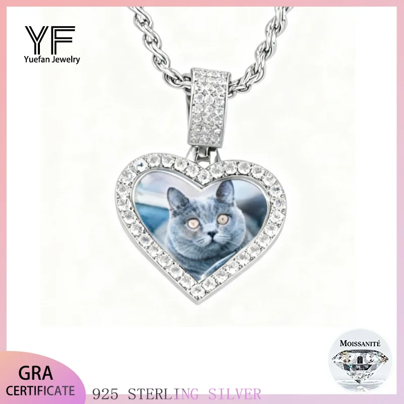 

S925 silver Moissanite picture custom pendant for men and women, hip-hop trend DIY custom pendant, unique and meaningful jewelry