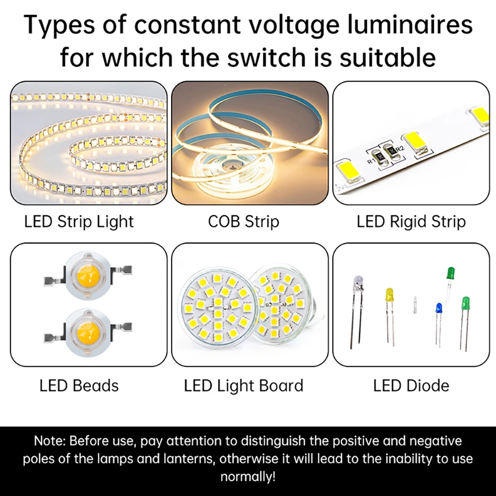 3.7V-24V Dimmable Touch Switch 1A LED Driver - Anti-Metal Sensor for LED Strip Lights, Table Lamps, DC 3V-24V Power Supply
