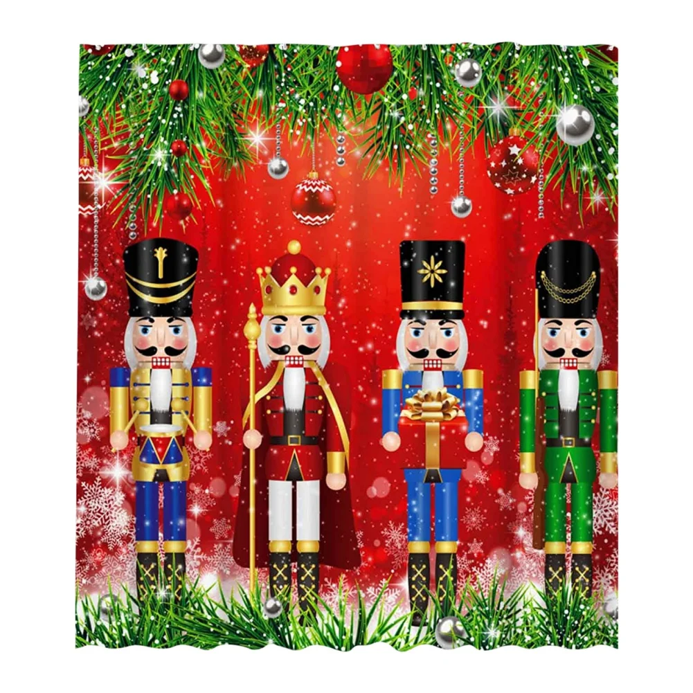 Christmas Decoration Nutcracker Soldier Shower Curtains Print Shower Curtain Waterproof Polyester Bathroom Curtain Home Decor