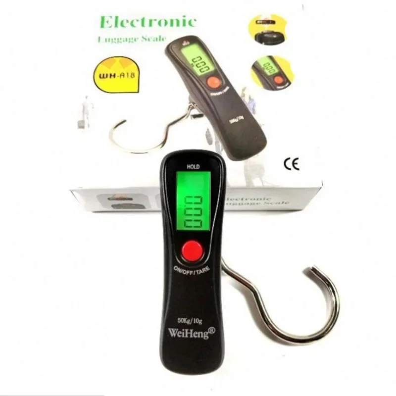 

50kg 10g Portable LCD Digital Luggage Scale Electronic Scale Weight Balance Suitcase Travel Bag Hanging Steelyard Hook Scale
