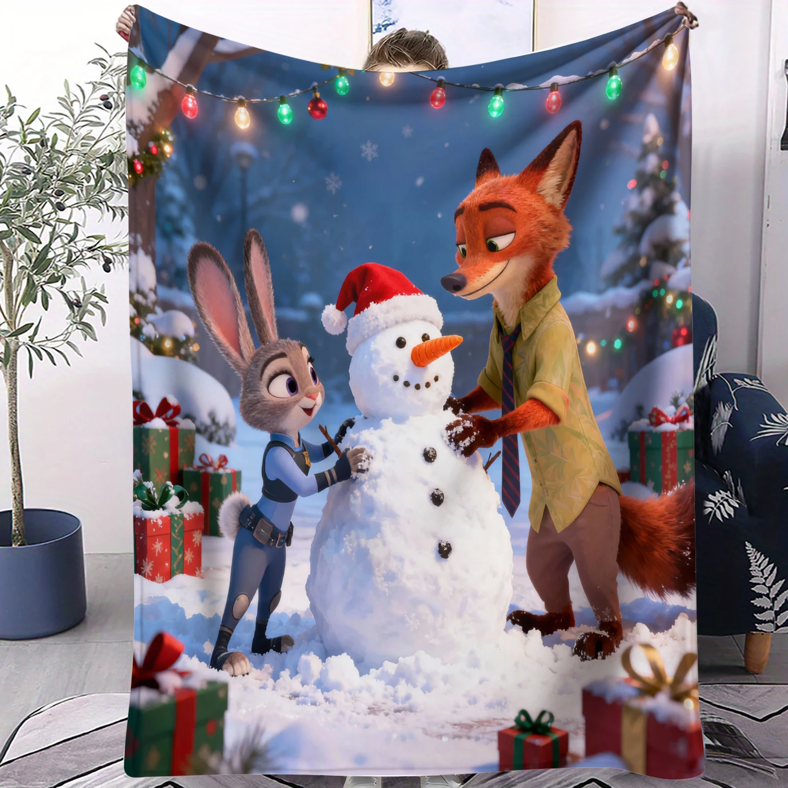 

Cartoon Zootopia Christmas Printed Blanket For Office Home Camping Nap Leisure Soft Blankets Birthday Gifts For Girls Home Decor