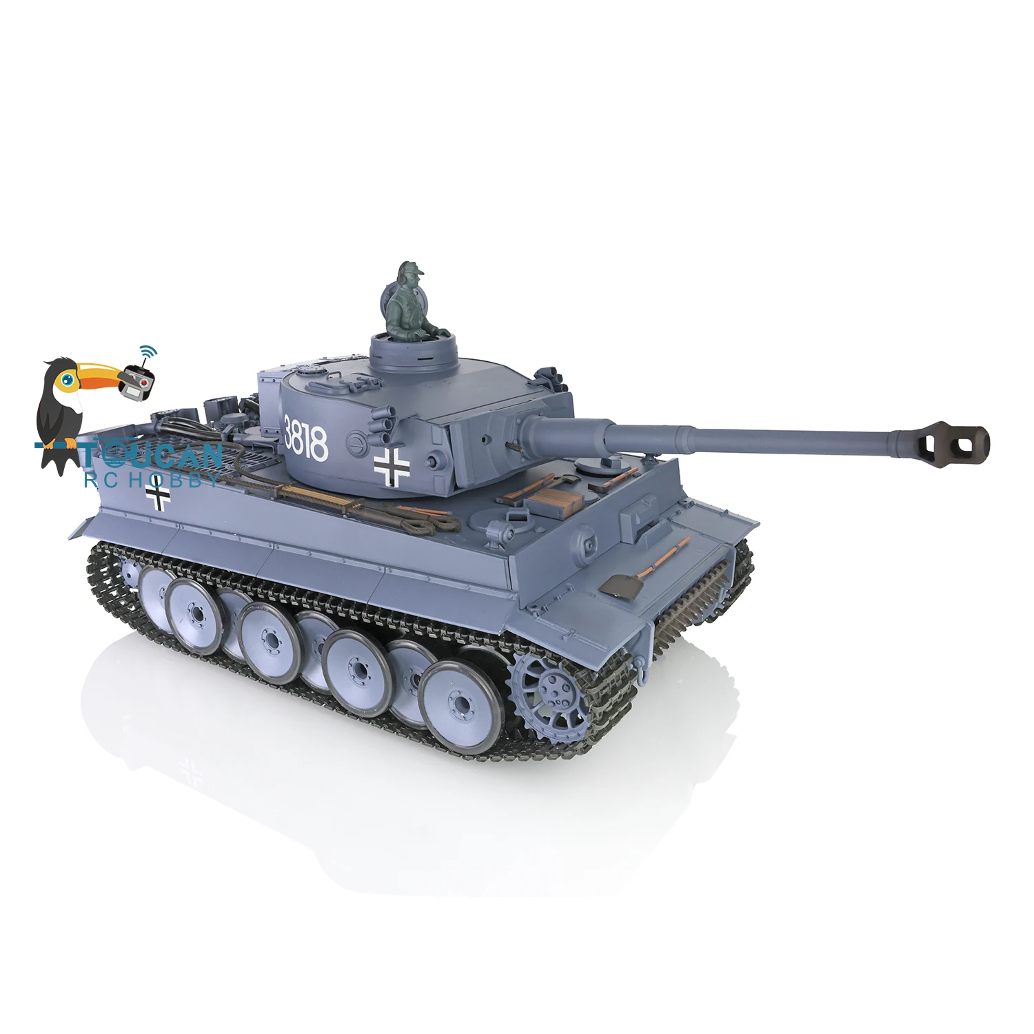 2.4ghz heng longo 1/16 escala rc tanque 7.0 tigre alemão i versão de plástico rtr 3818 tanques de batalha de controle de rádio modelo brinquedos th17233