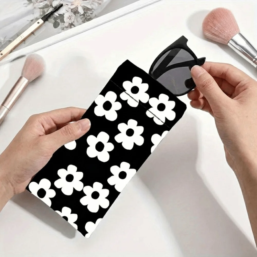 Waterproof Auto Close Glasses Bag Floral Print Soft PU Leather Glasses Bag Scratch-Resistant Eyewear Storage Bag For Women