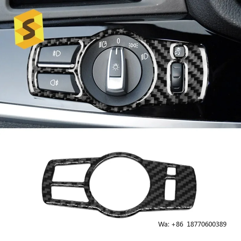

ES DJ5043 F10 5 Series Real Carbon Fiber Car Headlight Switch Cover Trim Stickers for BMW LHD Car Accessories Car Styling