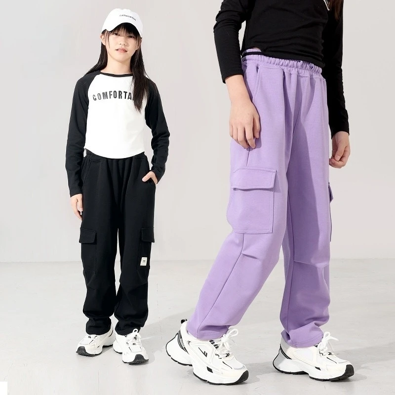 

Kids Cargo Jogger Pants Loose Fit Sweatpants Boys Girls Casual Sportswear Trousers with Pocket Tracksuit Bottoms for Fall Winter