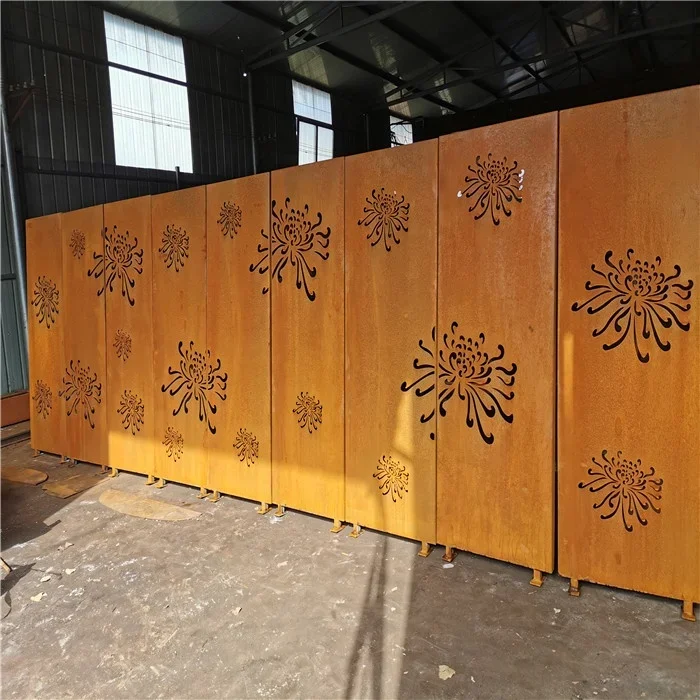 Laser Cut Decorative Outdoor Garden Art Metal Panels Corten Steel Screen