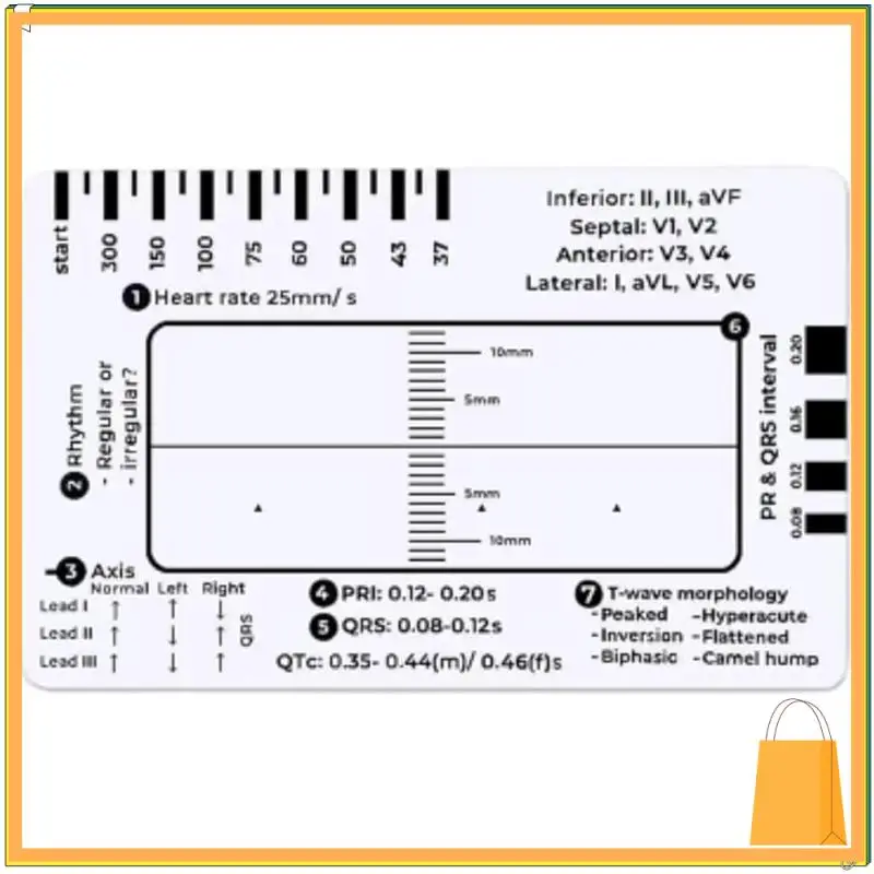 L52A-ECG 7-шаговая линейка, шаговая линейка ЭКГ 7-шаговая линейка для тердавления ЭКГ/ЭКГ, инструмент для быстрого и быстрого анализа кардиологии и измерения