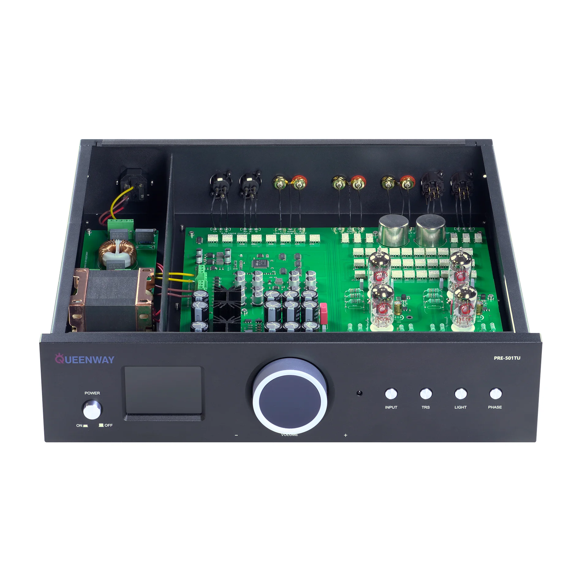 Kombinationen AVplay A-75 HIFI Klasse A Power Amp Verstärker LCD Display Brücke + Queenway PRE-501TU 12AU7/ECC82*4 Rohr Vorverstärker