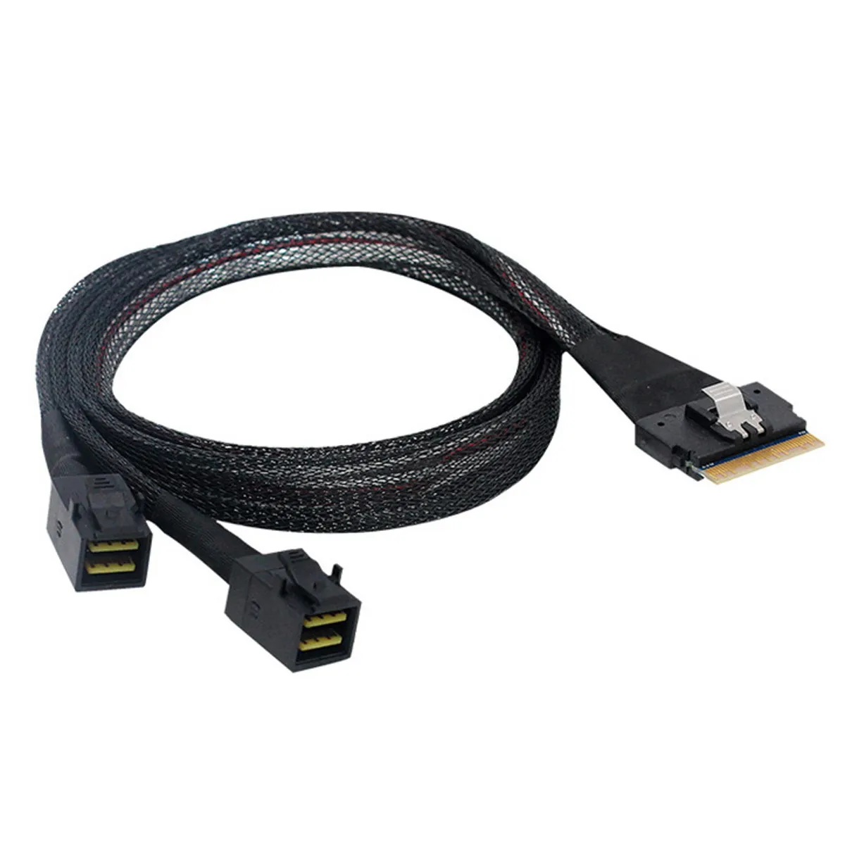 CY SAS Slim 4.0 SFF-8654 8i PCI-E Ultraport Slimline 74pin to Dual SFF-8643 4i Cable PCI-Express Mini SAS HD