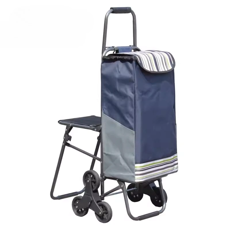 ‌Foldable Shopping Cart with Seat, Heavy-Duty Grocery Trolley, Large Capacity Market Bag, Retractable Handle for Seniors - view 6