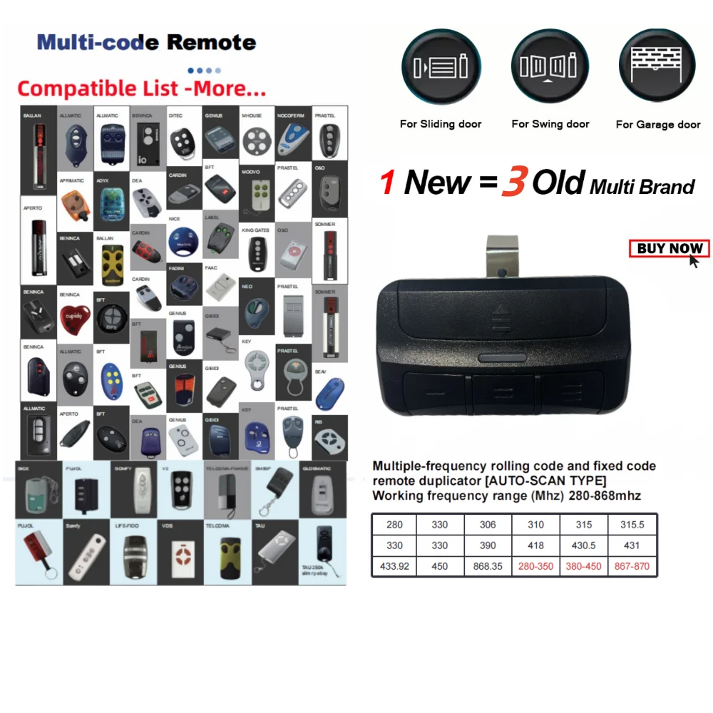 Auto Scan Multi-frequency Remote Control Duplicator For The Garage Door Opener With Multi-Brands