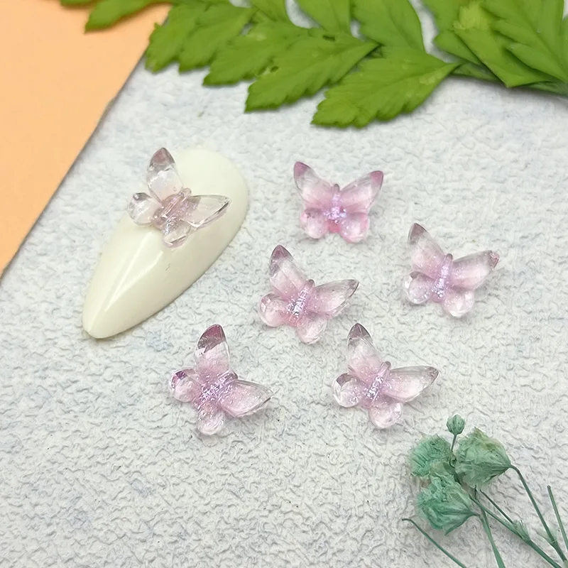 50PCS 3D Clear Nail Art ผีเสื้อ Charms อุปกรณ์เสริมเรซิ่นสําหรับ Glitter เล็บอุปกรณ์ตกแต่งวัสดุตกแต่งเล็บ B