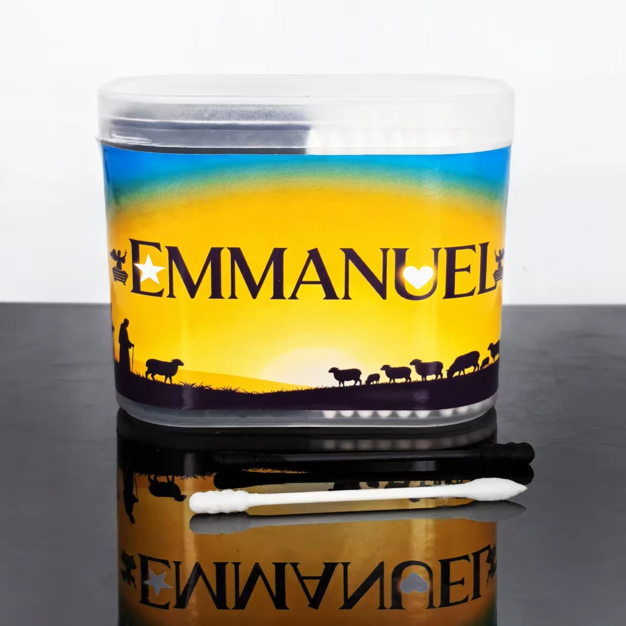 300개/600개 종교적 예수 테마 양면 면봉, 일상 청소용 면봉 팁