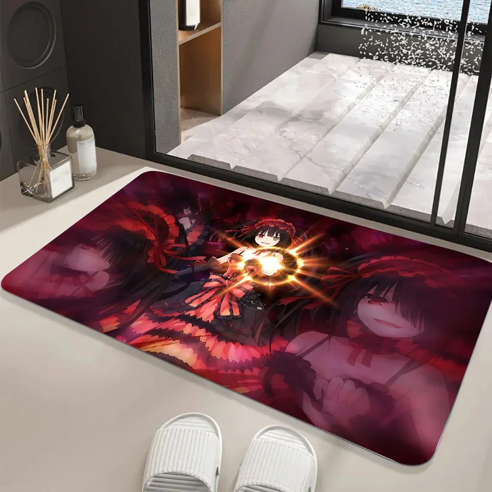 Anime Girl Kurumi Tokisaki Floor Mat Graphic Printed Flannel Doormats For Bathroom Kitchen Entrance Carpet Home Decor