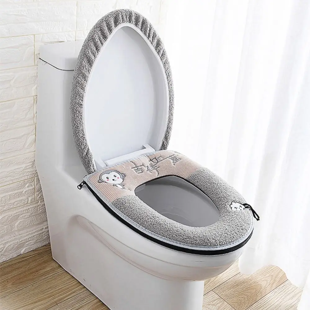 Cushion+lid Cover Toilet Seat Mat Set Bathroom Universal Warm Soft Washable Closestool Seat Case Winter Pad Bidet Mats