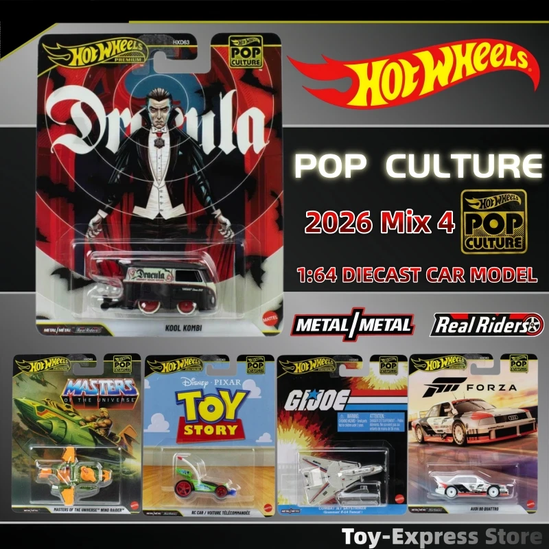 Hot Wheels 2026 Lotes Cultura Pop Dracula Forza Audi Masters GiJoe F-14 Toy Story Coleccionable 1/64 Modelo de Coche Fundido a Presión Juguete Vehículo