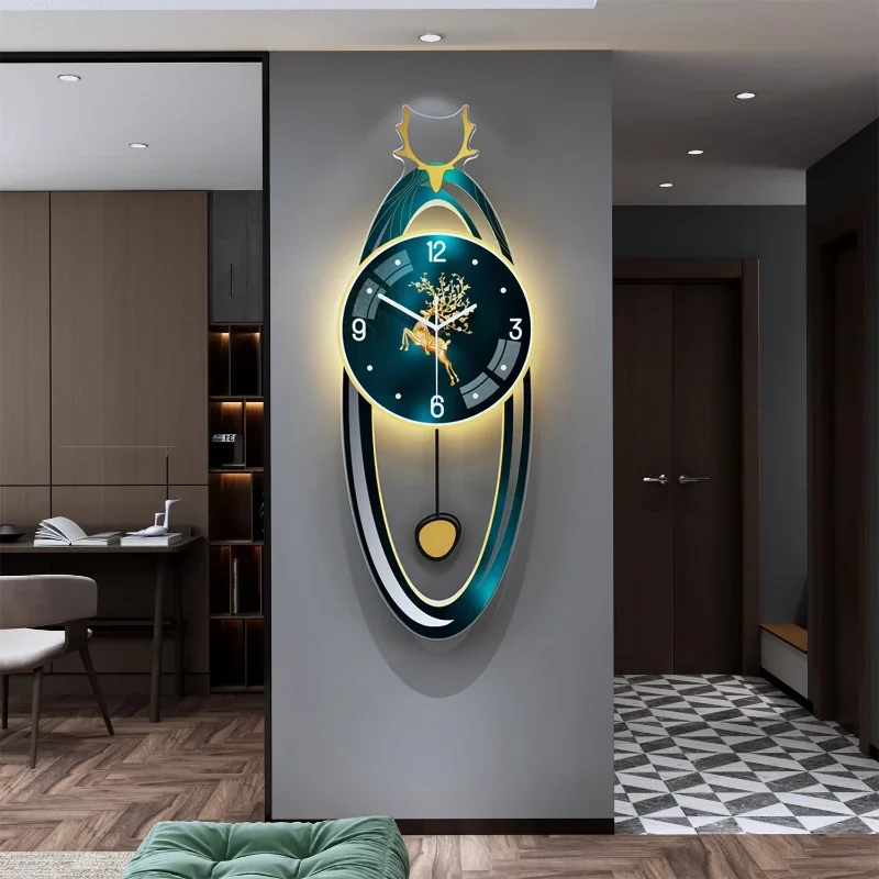 European Illuminated Clock Unique Nordic Pendulum Silent Luxury Wall Clock Aesthetic Modern Design Reloj De Pared Wall Decor