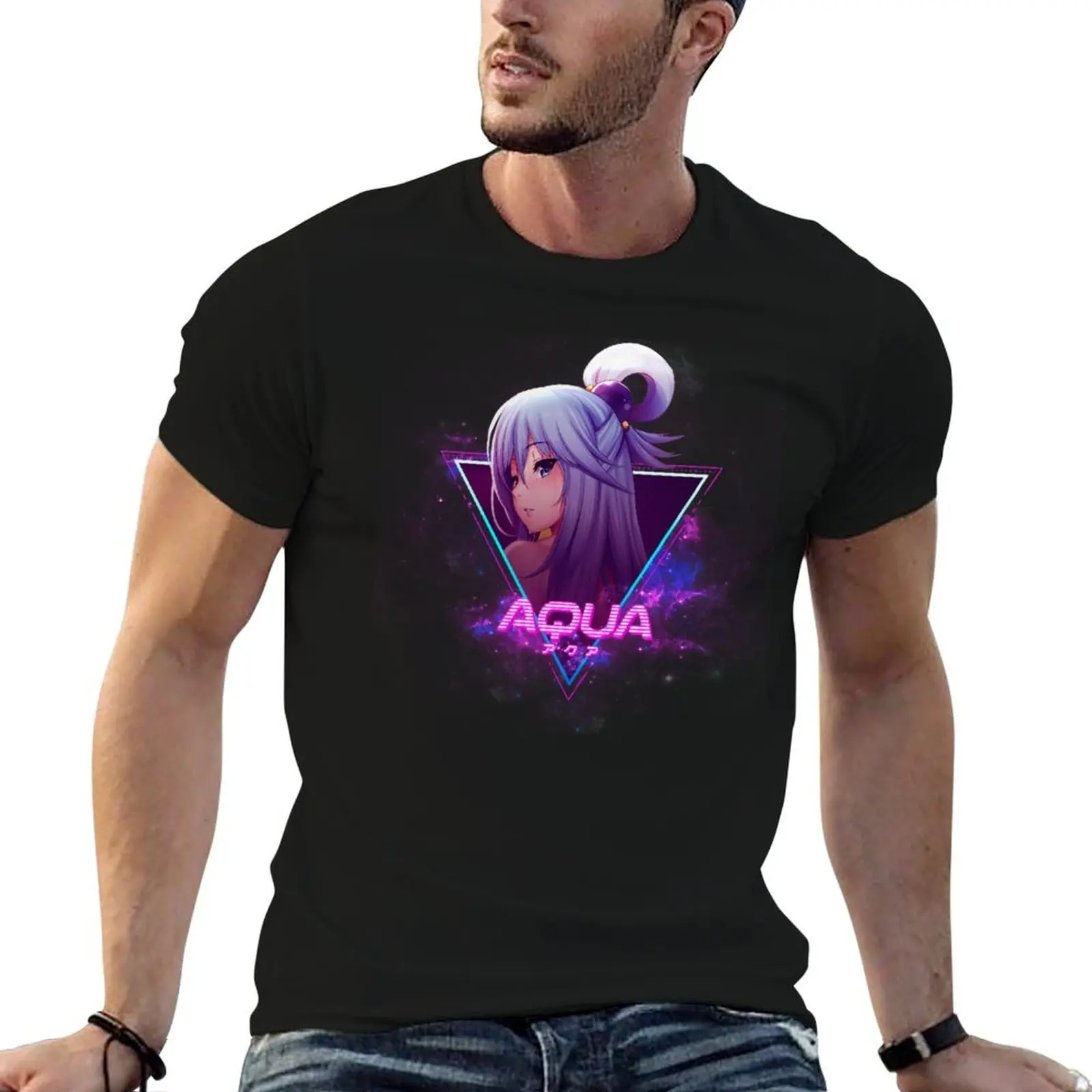 ¡Que la alegría del mundo te acompañe! (Aqua アクア Aesthetic) Camiseta con estampado gráfico divertido para hombre