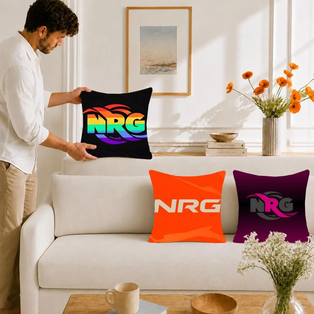 Esports Team Nrg Esports Cushion Cover Portable floor cushion for travel Yoga Minimalist text 2way tricot
