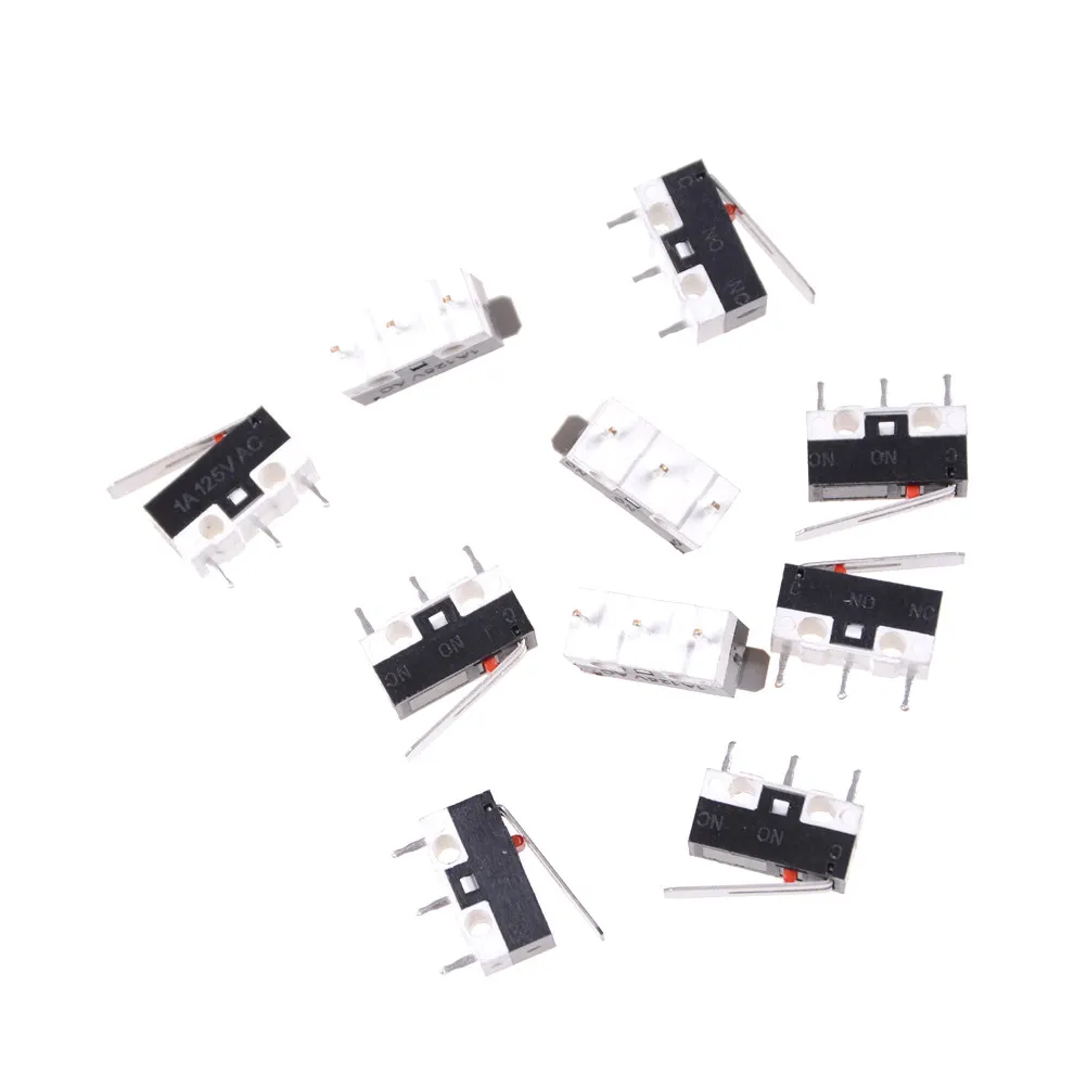 10 pcs Micro Switch 3Pin Spdt 1A 125V Plastic Metal Lever For Electronic Instrument Appliance Electrical Equipment