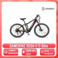 Samebike XD26-II 26Inch Electric Bicycle for Adults Mountain Bike 750W 48V 14Ah Lithium Battery 40km/H City E-bike 2024 New