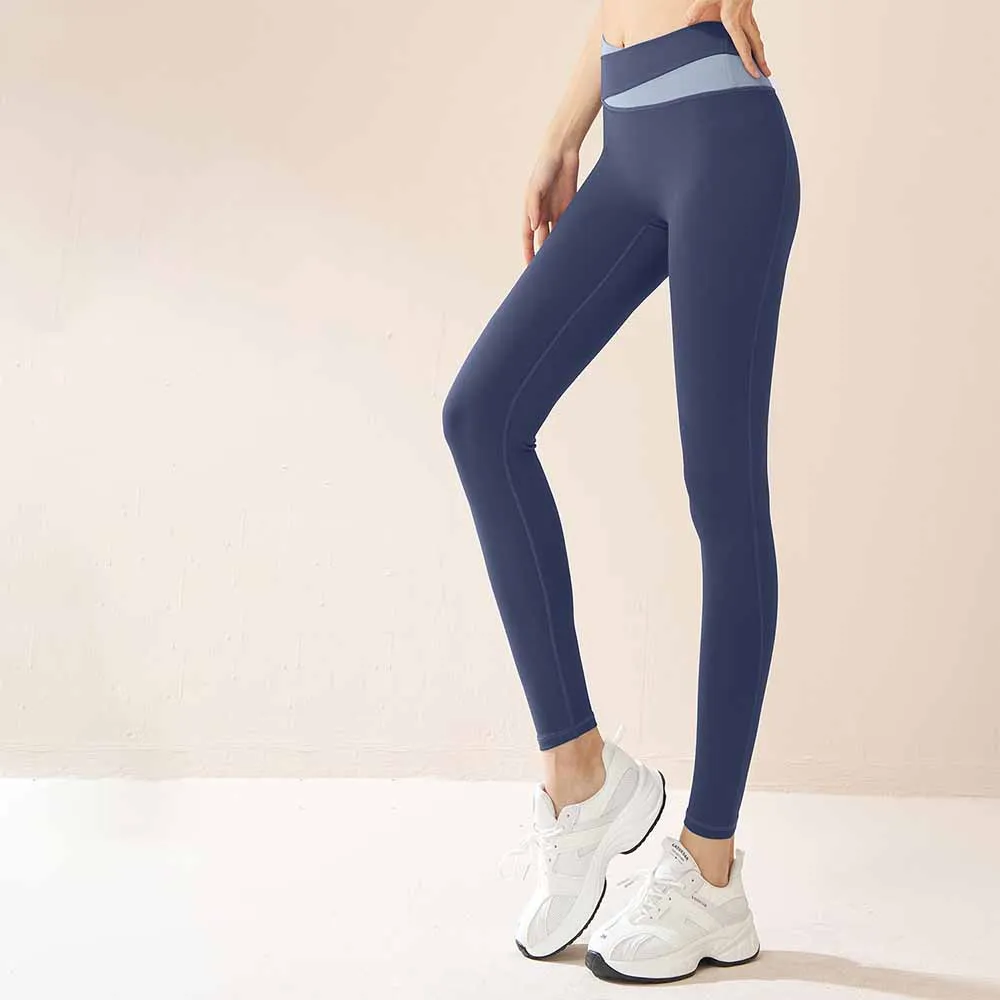 Pantalones de Yoga de empalme para mujer, pantalones elásticos de cintura alta para Fitness y correr