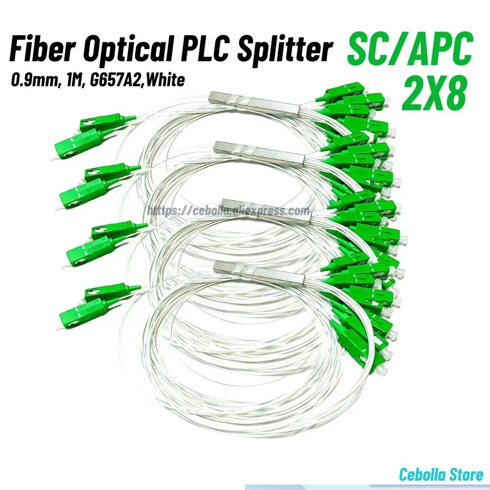 5/10pcs/lot Fiber Optic plc splitter 2X8 SC/APC SM Single Mode 0.9Mm G657A1 FTTH PLC Splitter APC Connector SC