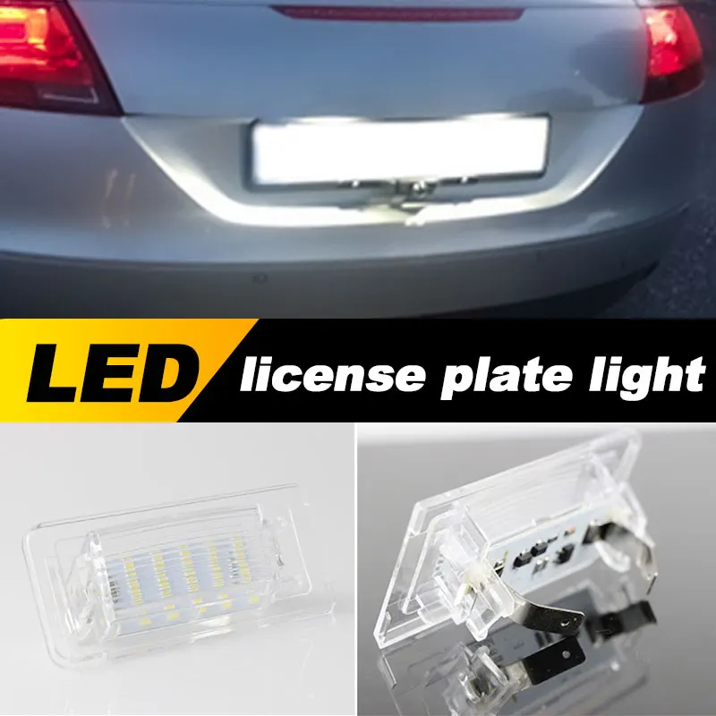 2Pcs 24LED License Plate Light For Audi TT 8N 1999-2006 8N0943021A 8N0943022A ABS Xenon White Light Clear Cover Color Car Lamps