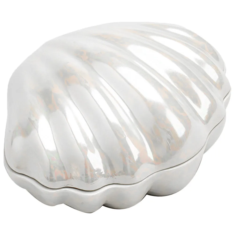 

Шкатулка для украшений в форме ракушки, маленькая коробочка для хранения мелких предметов, органайзер для колец, серег, браслетов, настольный декоративный держатель в виде ракушки