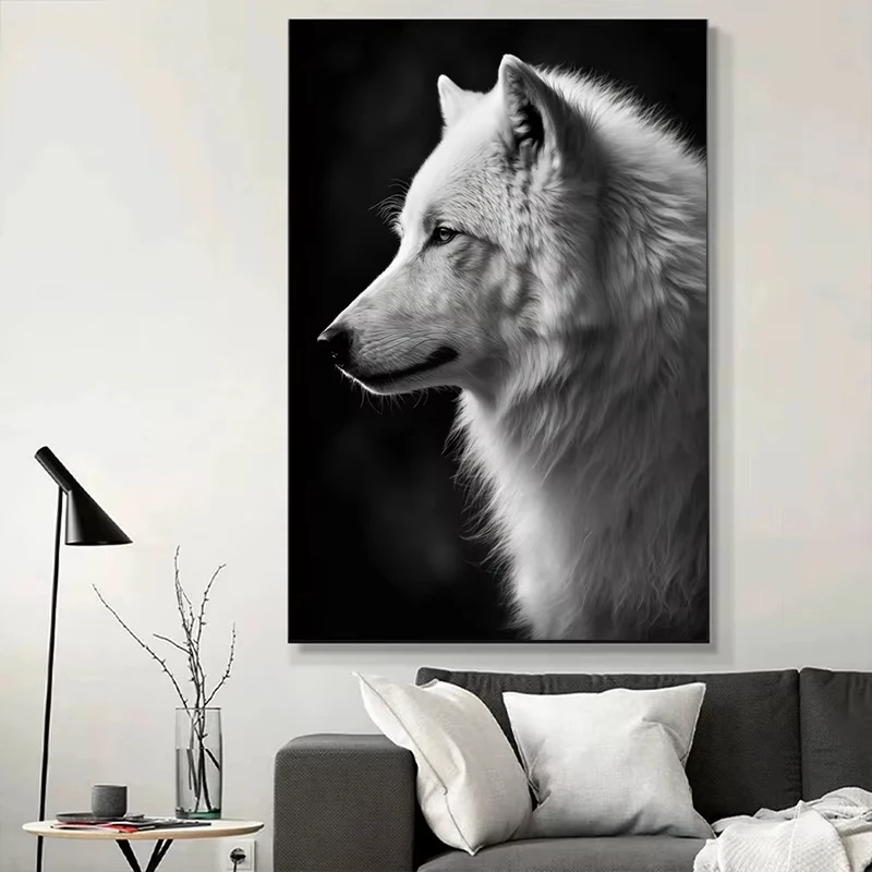 أبيض وأسود الحيوانات البرية المشارك ليوبارد الأسد النمر طباعة قماش جدار الفن اللوحة الحديثة صورة للمنزل ديكور غرفة نوم #4