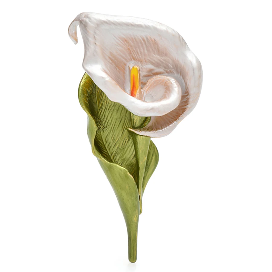Pretty Lily Flower Brooches For Women Unisex 4-color Enamel Plants Party Office Brooch Pin Gifts