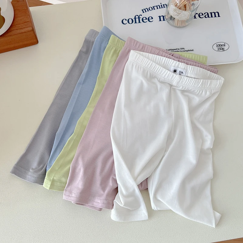 Summer Girls Casual Solid Color Short Children Modal Cotton Leggings Girl Skinny Safety Pants For Kids Clothing 3-9 Year