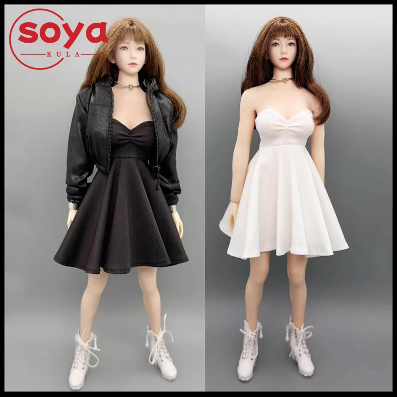 ชุดเดรสแบบไม่มีสายหนัง ขนาด 1/6 พร้อมแจ็คเก็ตหนัง สำหรับตุ๊กตาแอคชั่นฟิกเกอร์ขนาด 12 นิ้ว รุ่น TBL VCD Soldier