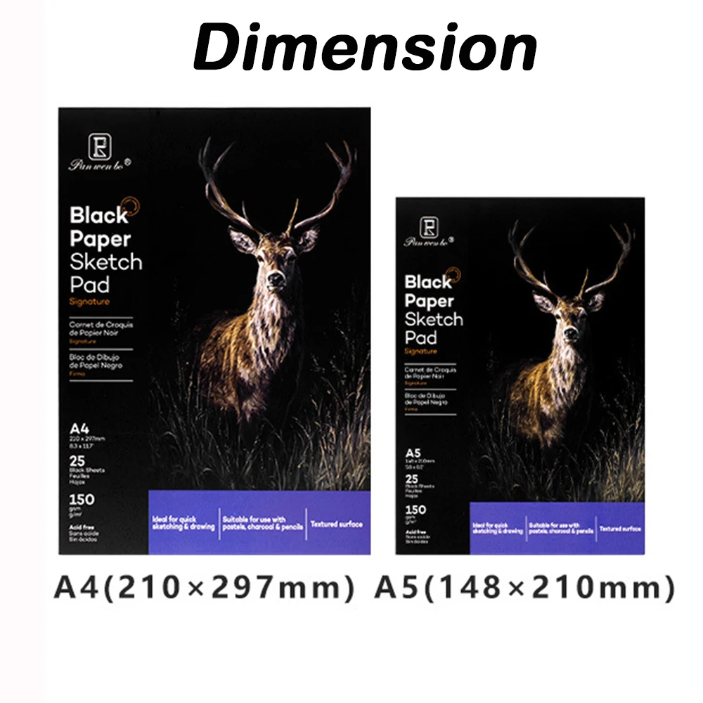 Schwarzes Papier-Skizzenbuch A4 A5 Skizzenblock Schwarzes Papier 150GSM – Detail 4