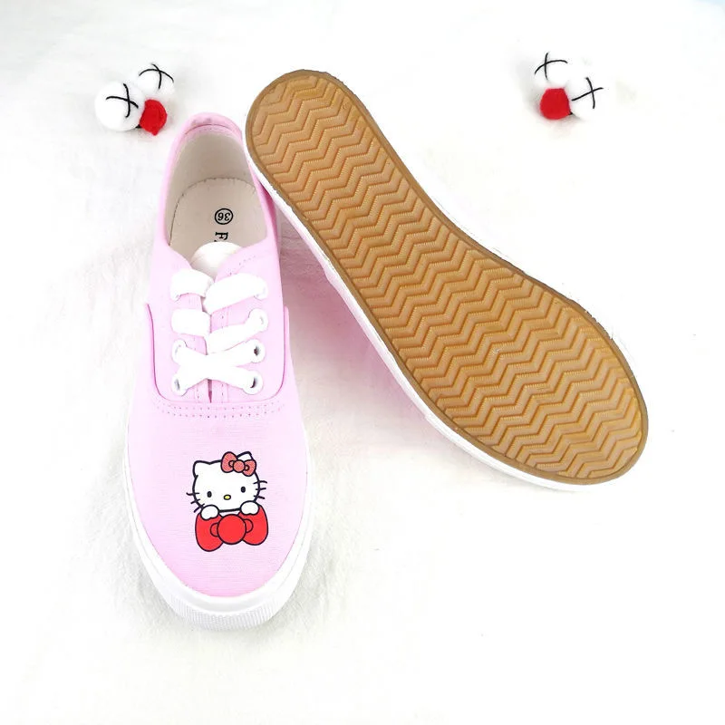 Sanrio Hello Kitty Pink Preppy Style studente scarpe di tela donna Kpop Lolita scarpe rosa Low Top Lazy Shoes primavera autunno 2024 nuovo