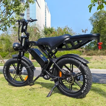 Image 2024 new upgraded V20PRO1000W48V15AH off-road mountain beach riding for men 45KM/H with rear seat rack electric bike