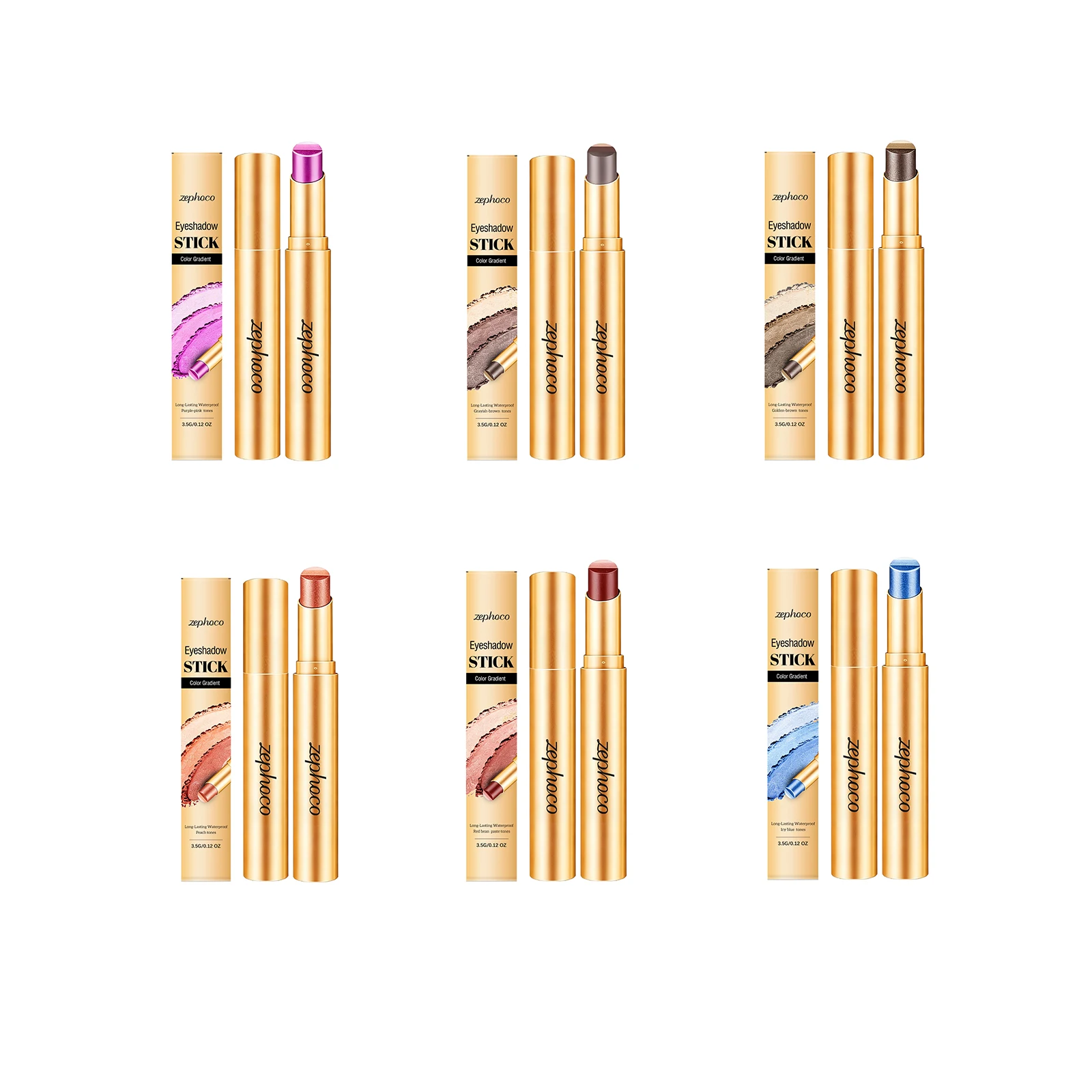 Zephoco Multicolor Make-Up Eye Shadow Stick Silky Not Dizzy Suitable Bold Or Natural Blendable Long-Lasting Smooth Clean Effects
