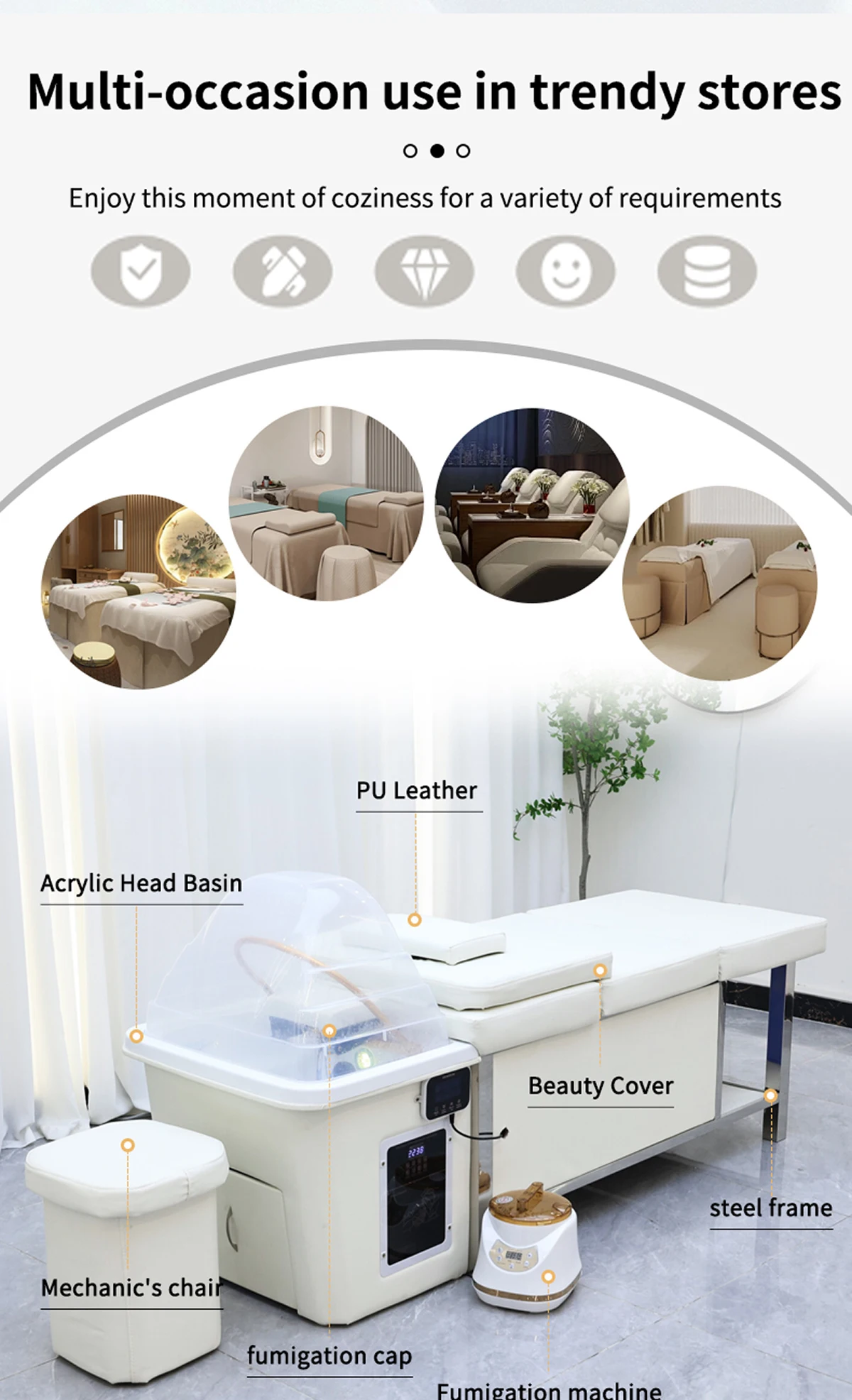 XinSheng Shampoo-Liege, Kopf-SPA-Salonliegen mit Wasserzirkulationsgerät, Massagetisch, Möbel für Friseursalons und SPA – Detail 5