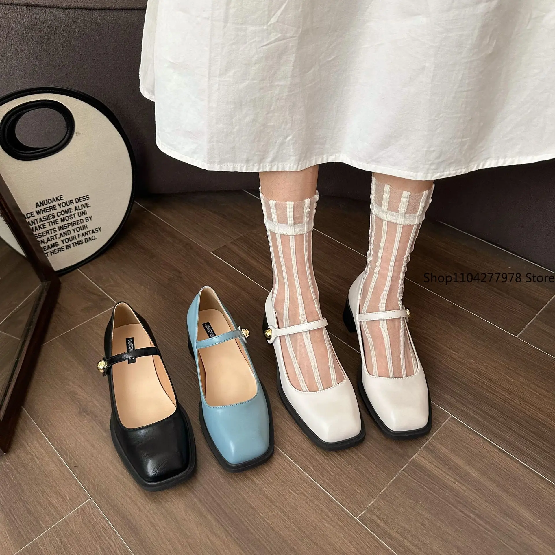 2025 Spring New Women Mary Jane Shoes Fashion Square Toe Shallow Slip On Ladies Flat Shoes Soft Sole Outdoor Dress Ballerina