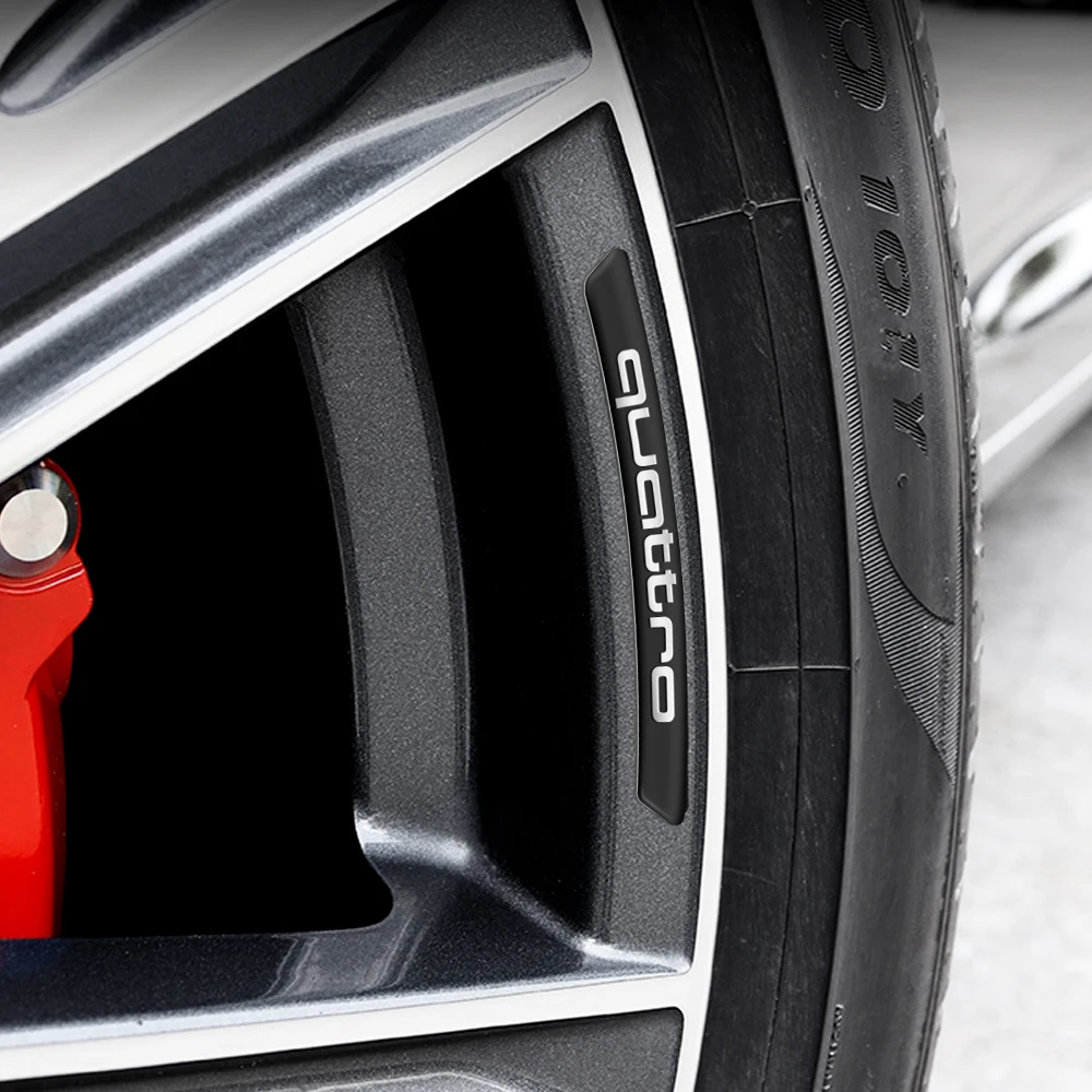 Image of 4 Stück Radnabenaufkleber Felgen Aluminium Dekorationsstreifen für Audi Sline A4 B8 B6 B7 B9 A3 A6 C7 C6 C5 A5 Q5 A1 A6 Quattro