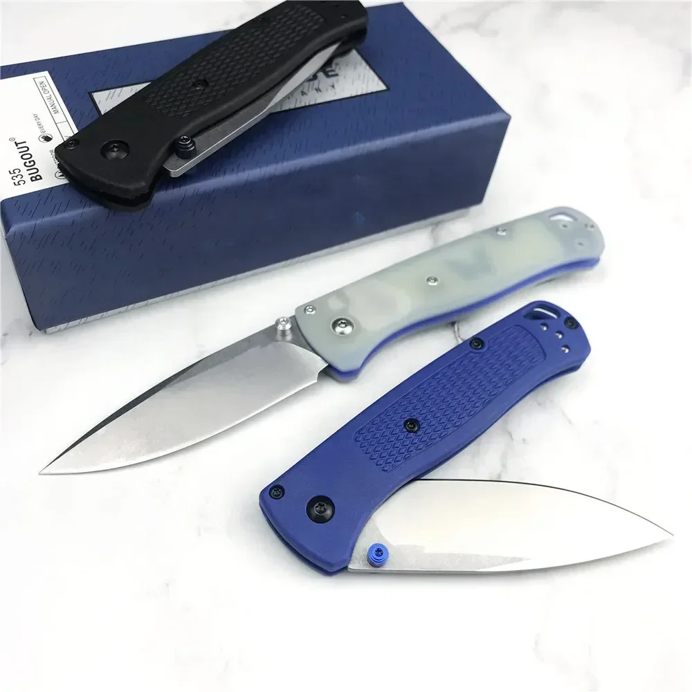 BM Bugout 535 EDC Knife Ranger Green Grivory Handle Knife CPM-S30V Stainless Steel Folding Knife Hiking Tactical Pocket Knife