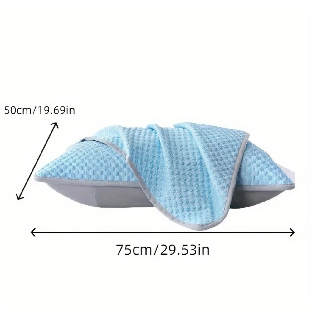 Summer Cooling Pillowcase Solid Color Ice Bean Pillowcase Cool Feeling Air Conditioning Cover Washable (No Pillow) 48x74cm