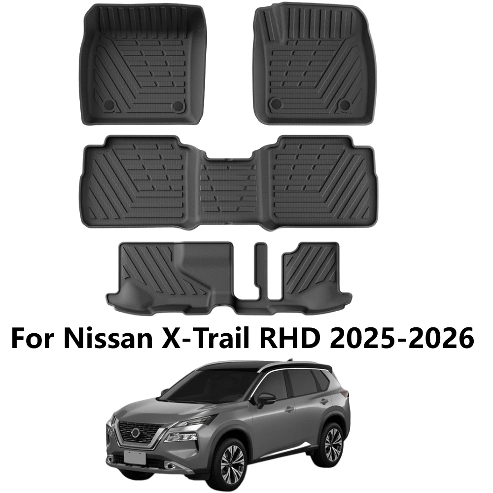 【7-Sitzer】Für Nissan X-Trail RHD 2025 2026 Fußmatten Kofferraummatte Laderaumauskleidung Wasserdicht Rutschfest 3D TPE Bodenmatte Hybrid – Detail 1