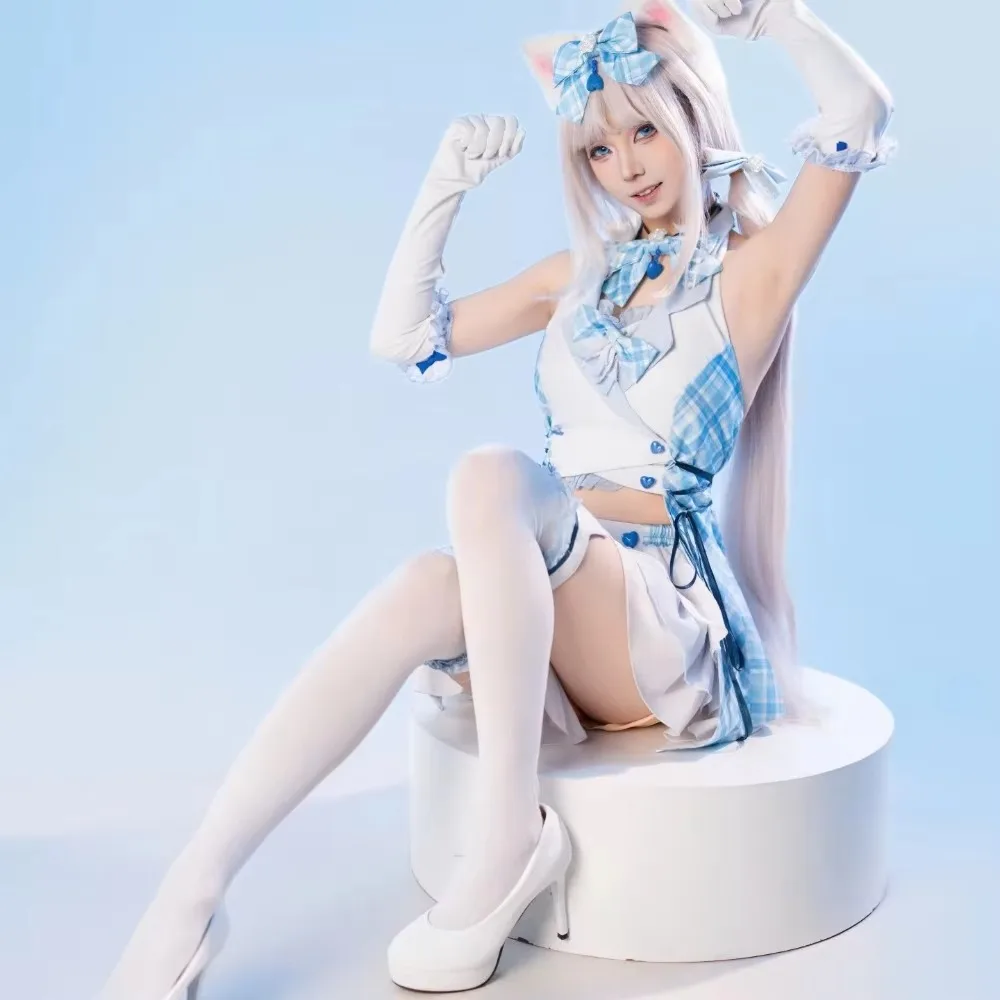 NEKOPARA Chocola 바닐라 귀여운 부드러운 소녀 로리타 드레스 코스프레 의상 풀 세트 여성 애니메이션 할로윈 코믹 콘 카니발 의상