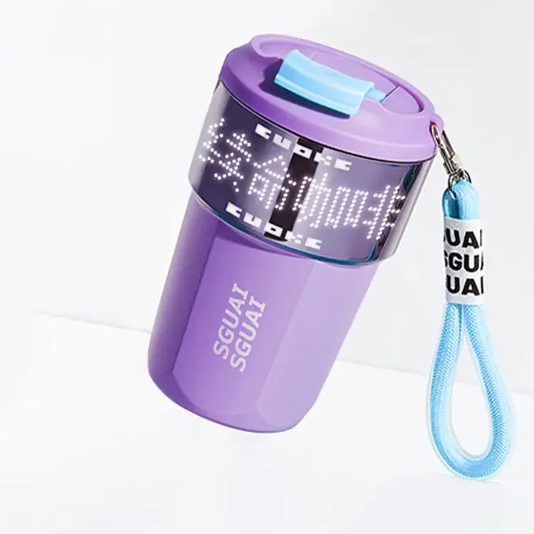 

smart thermos cup female 316 stainless steel coffee cup men's portable accompanying pixel water cup