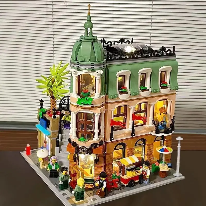 

Corner Hotel Mini Street View Micro Building Blocks Restaurant Shop Model Bricks DIY Children Educational Xmas Gift
